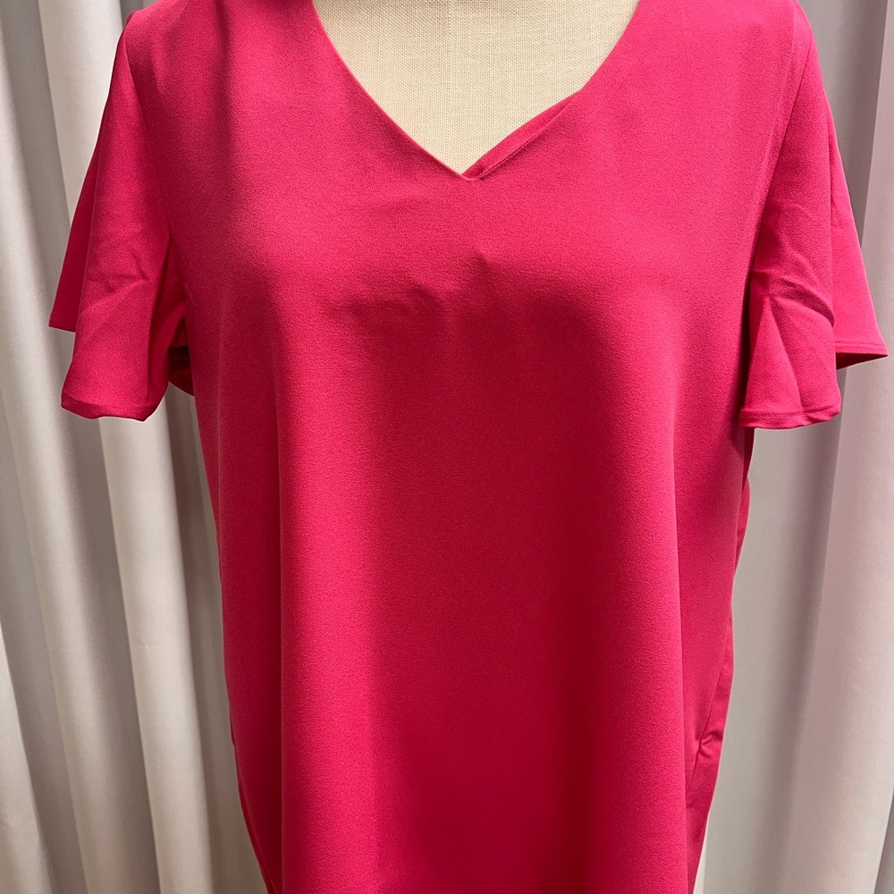 Zenana Outfitters Pink Flutter Sleeve Blouse NEVER WORN!